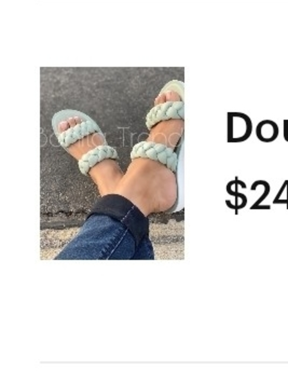 Braided Double-Strap Slide Sandals - Mint Green